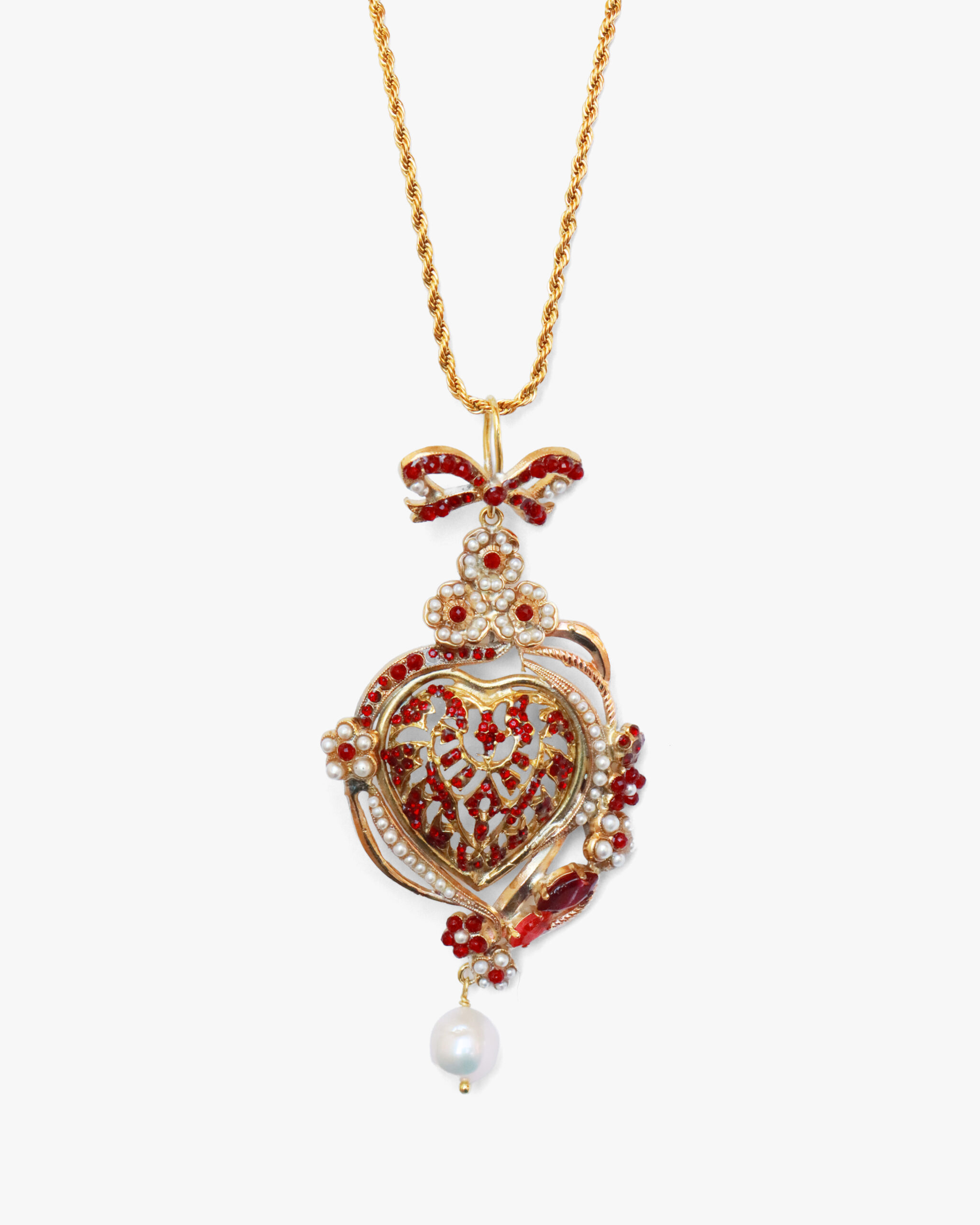 IMG_5244 Collana Il Cuore Eoliano® Fiocco Barocco Rosso Rubino - immagine 1