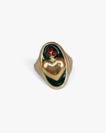 Anello Il Cuore Eoliano® Smalto Nero e Agata - Pezzo unico