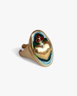 Anello Il Cuore Eoliano® Smalto Nero e Agata - Pezzo unico - immagine 2